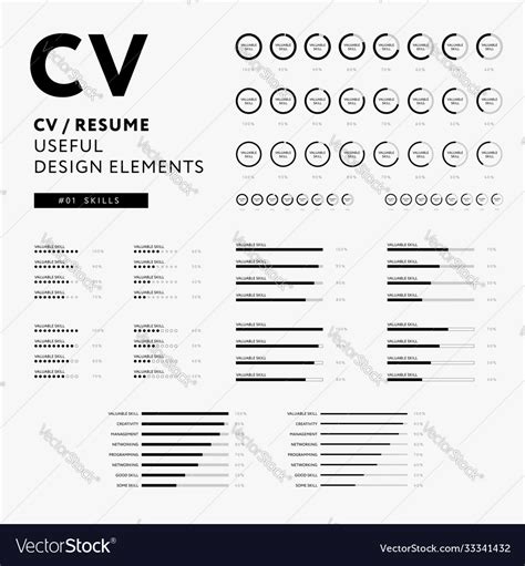 Cv resume design elements set - skills icons Vector Image