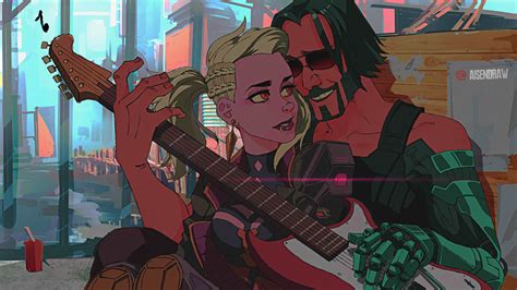 2560x1440 Johnny Silverhand In Love Playing Guitar Cyberpunk 2077 1440P Resolution HD 4k ...