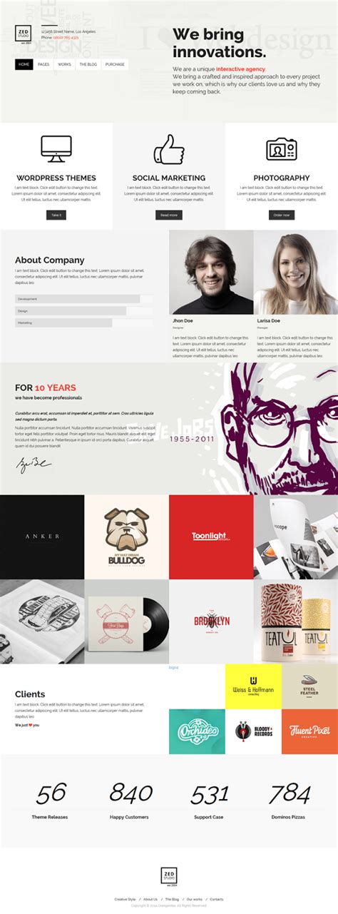 ZED Premium Portfolio and Business WP Theme - Download New Themes