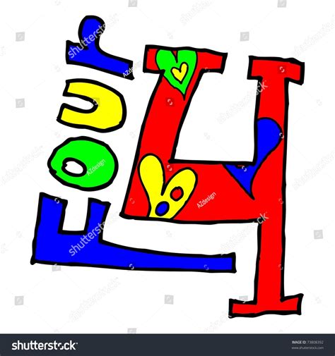 Childish Graffiti Numerals, Doodle Number Four Isolated On White Background Stock Photo 73808392 ...