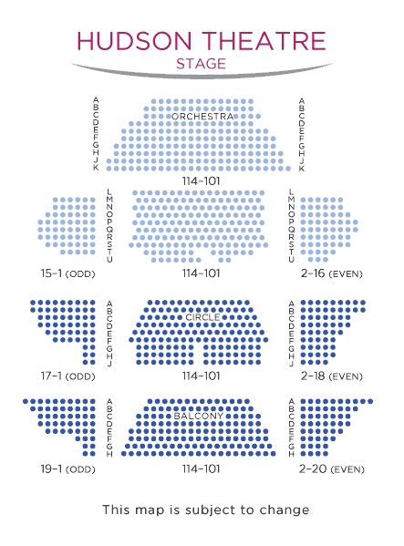 Millennium Hudson Theatre Seating Chart | Elcho Table