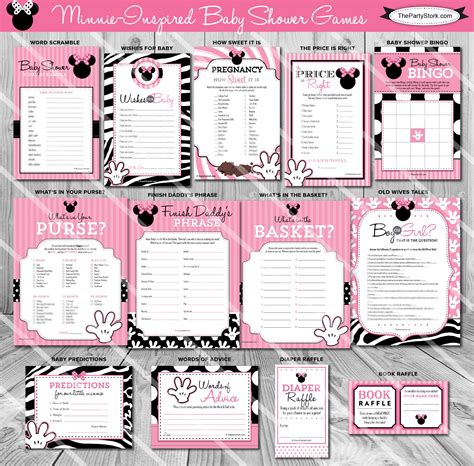 Minnie Mouse Baby Shower Games Printable, Minnie Baby Shower Games Bundle Minnie Baby Shower ...