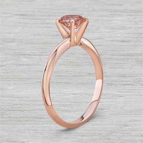 .54ct (half carat) Pink Diamond Solitaire Engagement Ring in 14K Rose Gold