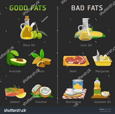 Good Bad Fats Cooking Foods Maintain Stock Vector (Royalty Free) 767911342 | Shutterstock