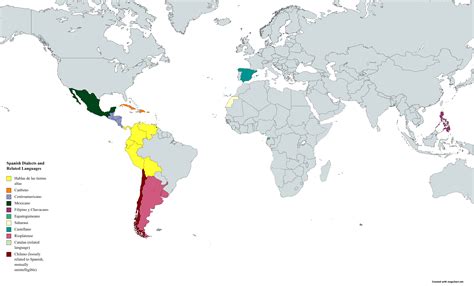 Useful map of Spanish dialects and related languages : r/chile