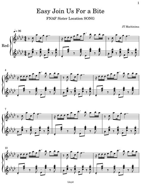 Easy Join Us For a Bite - Sheet music for Piano