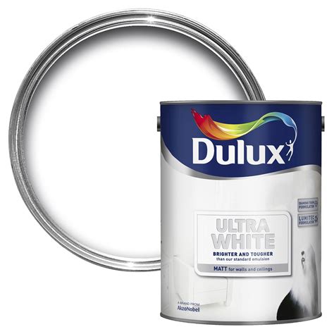 Dulux Ultra Pure Brilliant White Matt Emulsion Paint 5L | Departments ...