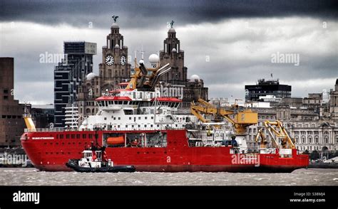 Sir David Attenborough ship crosses River Mersey for first time Stock ...