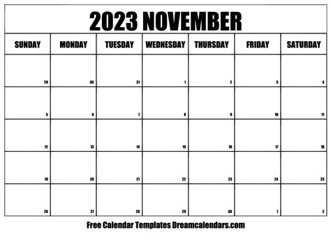 november 2023 free calendar printable - november 2023 calendar free printable calendar | free ...