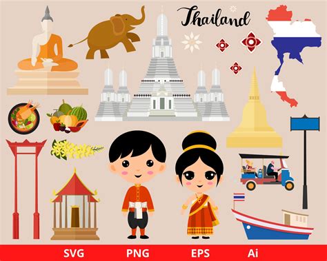 Thailand Clipart Travel Clipart Culture Clipart Southeast - Etsy