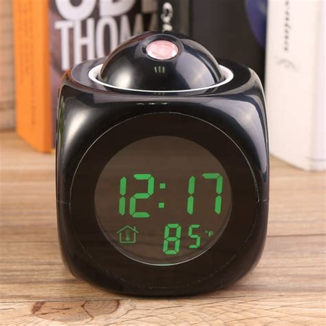 Black Multi-function Talking Projection Time Temp Display Alarm Clock, Digital LCD Voice Talking ...