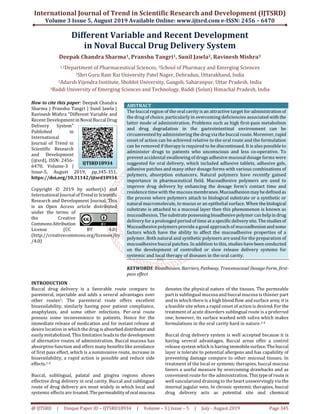 Different Variable and Recent Development in Noval Buccal Drug Delivery ...