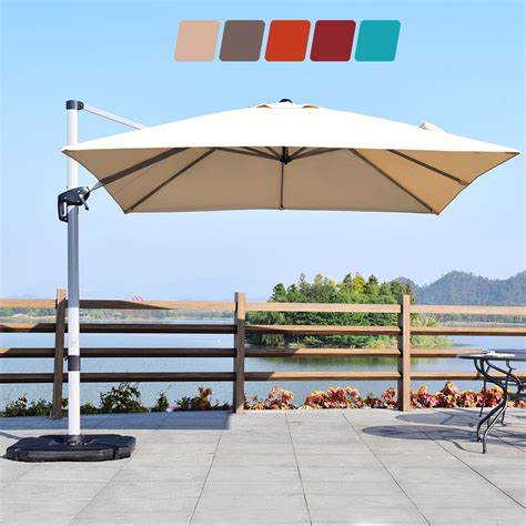 Costway 10Ft Patio Offset Cantilever Umbrella 360 Degree Tilt Aluminum W/Base Beige | Walmart Canada