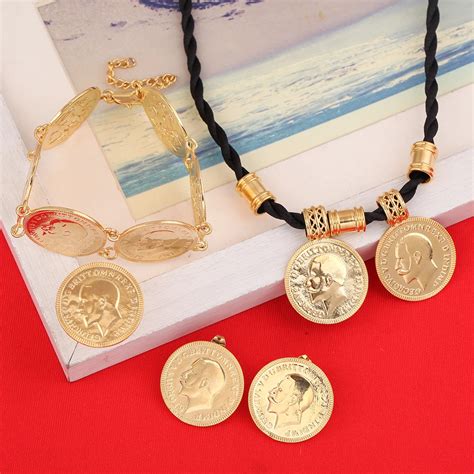 Ethiopian Gold Coin Jewelry Sets Ethiopian Coin Set Coin Necklace Pendant Earrings Ring Bracelet ...
