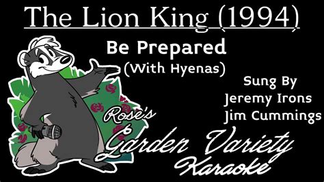 The Lion King (1994) (Jeremy Irons, Jim Cummings)- Be Prepared [Karaoke] (With Backing Vocals ...