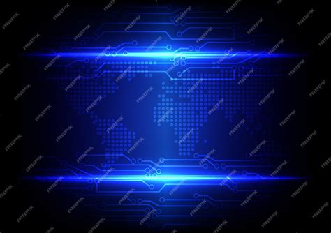 Premium Vector | Blue light with circuit line technology and map dot background