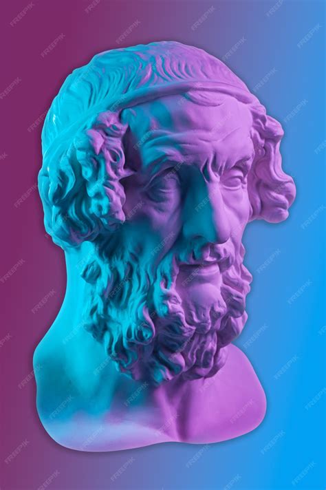 Premium Photo | Colorful gypsum copy of ancient statue Homer head for artists Plaster antique ...