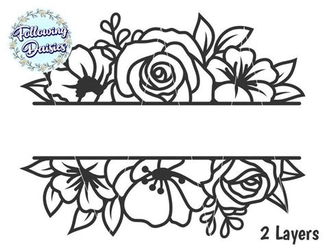 FLORAL BORDER in SVG Floral Monogra Split Monogram Flower - Etsy Canada ...