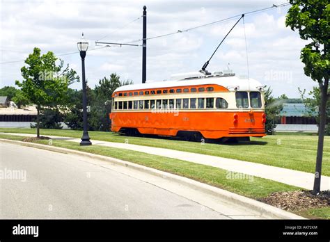 Environmentally friendly Electric powered trolley cars in downtown ...