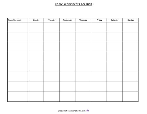 9 Best Images of Free Printable Blank Chart Templates - Free Printable Blank Chore Chart ...