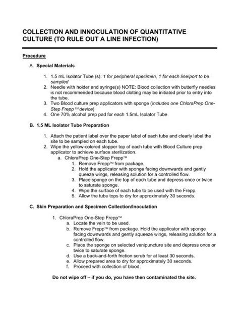 Blood Culture Collection Procedure - Laboratory Alliance of CNY