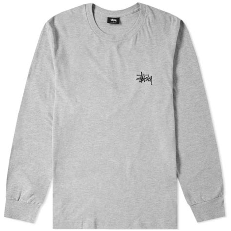 Stussy Long Sleeve Basic Stussy Tee Grey | END. (US)