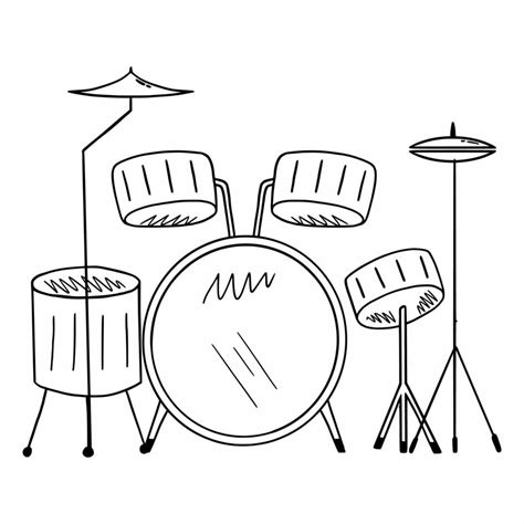 Drum kit. Musical instrument. Vector illustration in doodle style ...