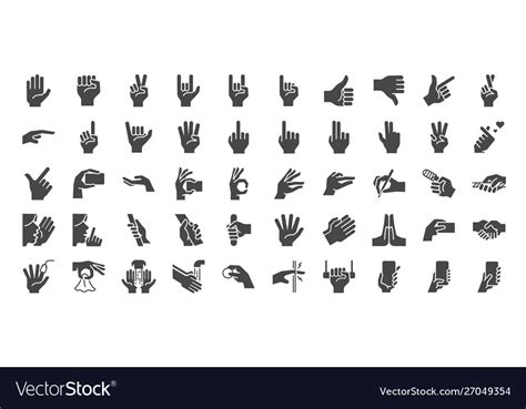 Hand gestures icon set Royalty Free Vector Image