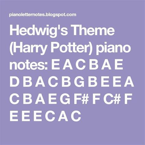 Harry Potter Hedwig's Theme Piano Notes Letters in 2023 | Harry potter ...