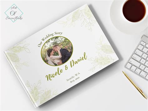 Printable Photo Album Canva Template Minimal & Elegant Olive Green Leaves Editable Photo Book ...