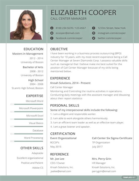 BPO Resume in InDesign, Publisher, Illustrator, PSD, Word, Pages - Download | Template.net ...