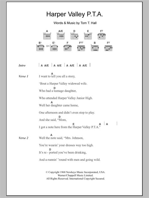 Harper Valley P.T.A. by Jeannie C. Riley - Guitar Chords/Lyrics ...