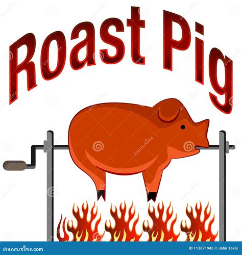 Roasted Pig Cartoon and Text Stock Vector - Illustration of isolated, graphic: 113671945