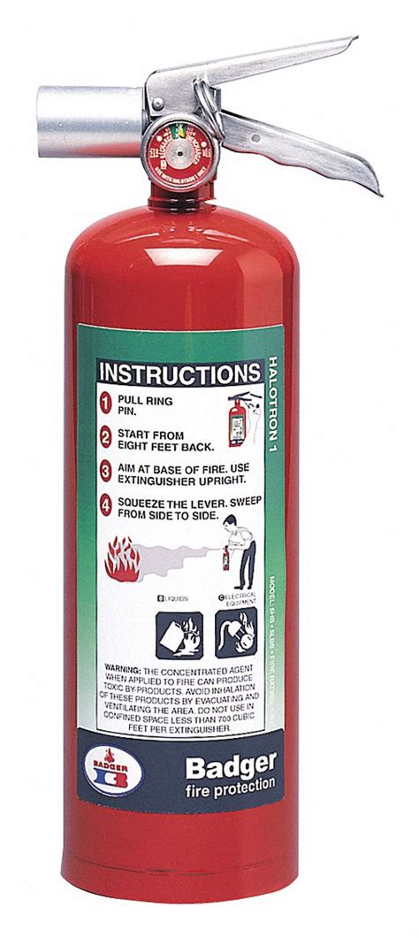 BADGER Fire Extinguisher: Halotron, BC, 5 lb Capacity, 5B:C, Wall Mount ...