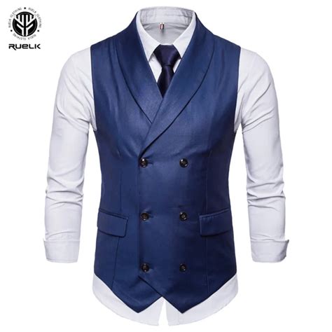 New Brand Dress Vests For Men Casual Slim Fit Mens Suit Vest Double ...