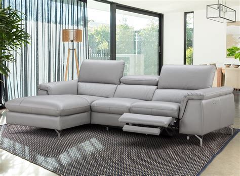 Serena Power Reclining Sectional Sofa in Grey Leather