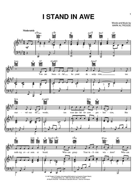 I Stand In Awe" Sheet Music by Mark Altrogge for Piano/Vocal/Chords - Sheet Music Now