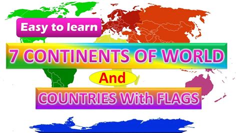 Seven continents of the world and their countries with flags - seven continents of the world ...