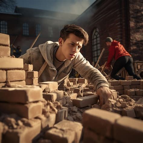 Premium Photo | Teenager with Professional Bricklayer Training