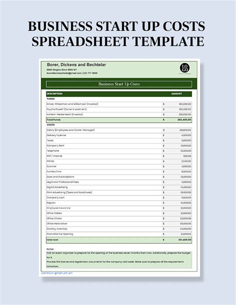 Startup Spreadsheet Template