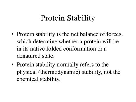 PPT - Protein Stability Protein Folding Chapter 6 PowerPoint Presentation - ID:247839