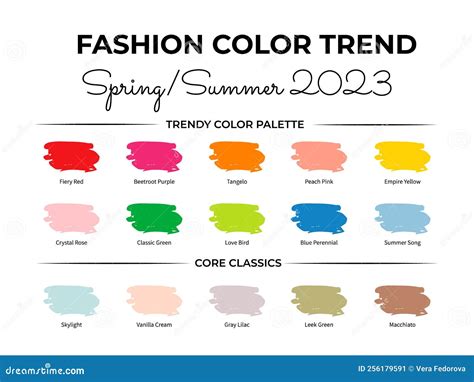 Fashion Color Trend Spring Summer 2023. Trendy Colors Palette Guide. Fabric Swatches with Color ...