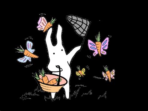 Animated Bunny Catching Butterflies GIF | GIFDB.com