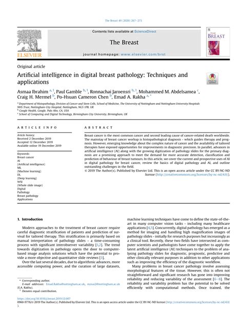 (PDF) Artificial Intelligence in Digital Breast Pathology: Techniques ...