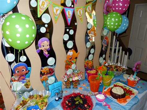 Food Table | Bubble guppies birthday party, Bubble guppies birthday, Birthday party themes