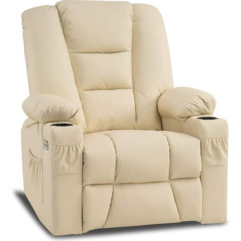 Mcombo Manual Swivel Glider Rocker Recliner Chair with Massage and Heat for Nursery, USB Ports ...