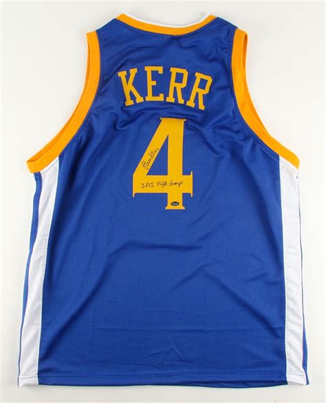 Steve Kerr Signed Warriors Jersey Inscribed "2015 NBA Champs" (Schwartz ...