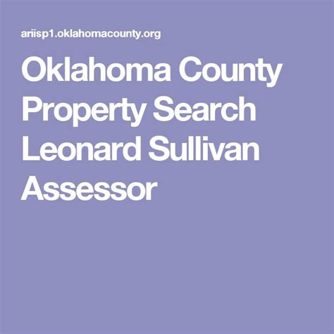 Oklahoma County Property Search Leonard Sullivan Assessor | Property ...