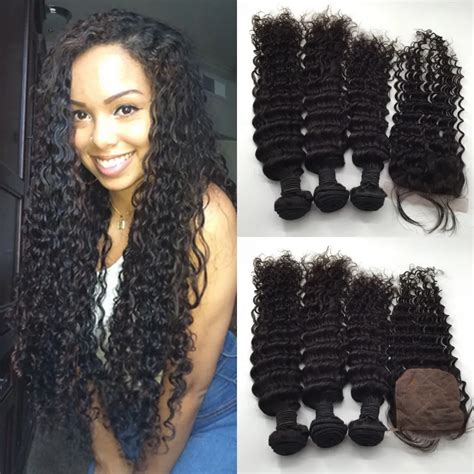Free Middle 3 Way Part Silk Base Lace Closure 4x4 With Virgin Peruvian Wet And Wavy Human Hair ...