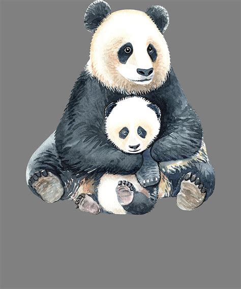 Mother and Baby Animals Watercolor Panda Mom and Panda Baby Pandas ...